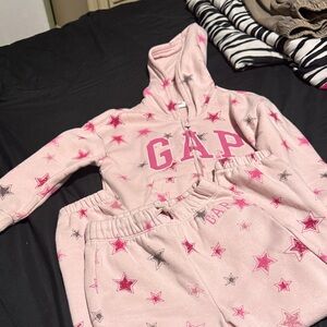 GAP Pink Star Patterned Hoodie and Joggers little girls